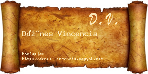 Dénes Vincencia névjegykártya